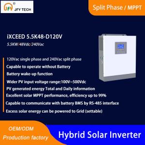 China Hybrid Solar inverter with 100V-500V PV Input and 120Vac single phase/240Vac split phase on sale