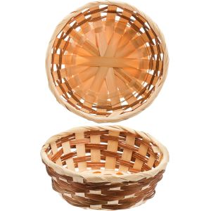 Round Gift Baskets, Bamboo Small Bread & Fruit Baskets, 7" Woven Bread Roll