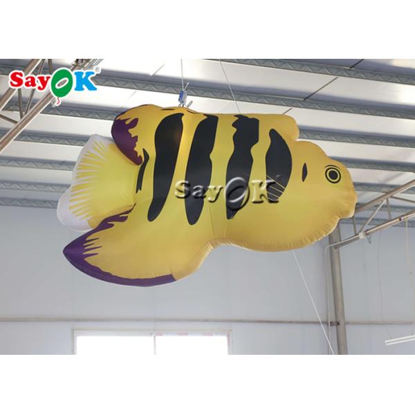 Amusement Parks Yellow Tropical Fishes 2m Inflatable Lighting Decoration
