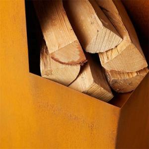 Rectangular Rusty Corten Steel Outdoor Fireplace Wood Burning Chiminea