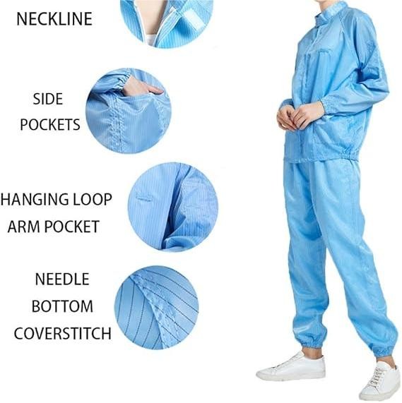 Antistatic Coverall ESD Smock Garment Dust Proof Reusable ESD Clothes Jumpsuit Workwear Jacket