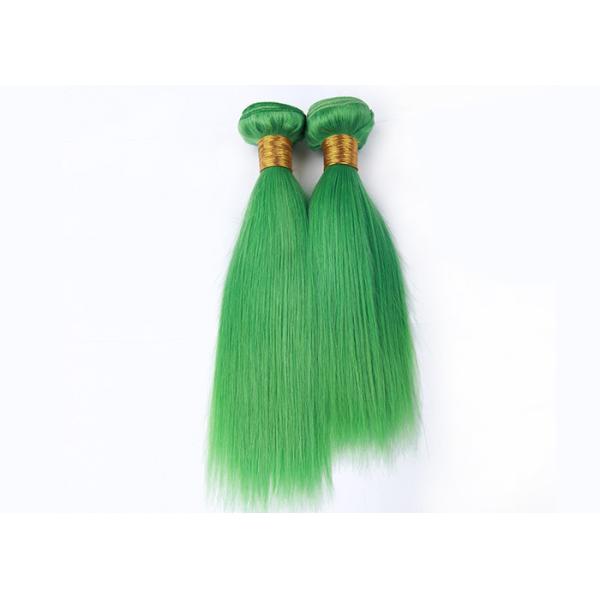 Green 100% Remy Virgin Human Hair , Straight Peruvian Weave Bundles
