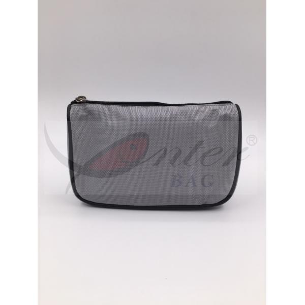 Silver 1680D Polyester Travel Cosmetic Bags With Printing / Embroidery Logo 7.8