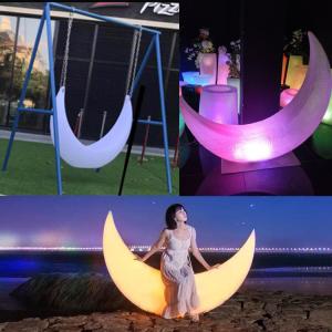 Event decor glowing plastic led moon swing