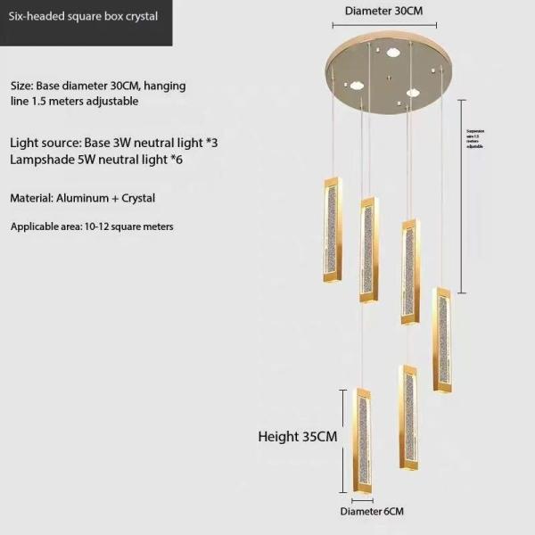 New Modern Luxury Gold Light Crystal Chandelier Loft Led Pendant Lights Hotel Lobby Stair High Ceiling Chandeliers Lamp