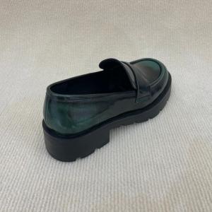 Fashion Green Platform Loafers Modern Leather Platform Loafers