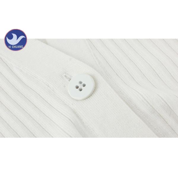 Ribbed Buttons Up Womens Knit Cardigan Sweater Bat Drop Sleeves Anti - Shrink