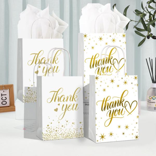 Gold Foil Gift Bag Thanksgiving Gift Packaging Paper Bag Kraft Paper Handbag