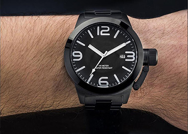 Stainless Steel Durable Waterproof Watches , Mens Black Waterproof Watch