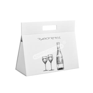 Elegant Folding Wine Box Gift Wine Cardboard Box With Handle Easy Storage