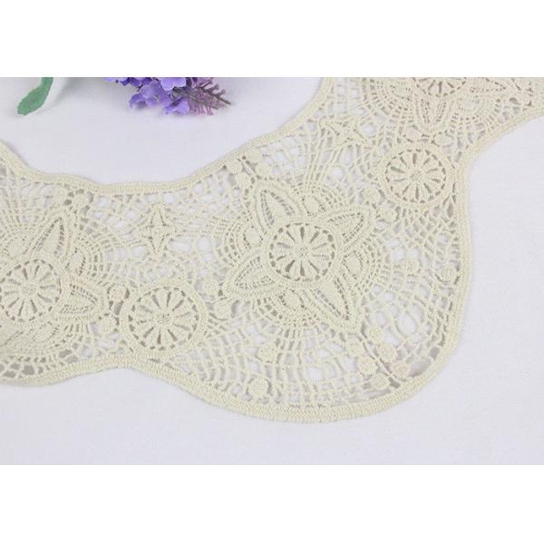 Cotton Floral Lace Collar Applique , Embroidered Water Soluble Necklines For Shirt