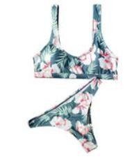 wo-piece Printed Bikini Vest Split Beach Swimwear two piece set women swimming