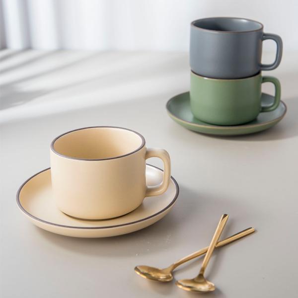 Buy Solid Color Rim Ceramic Coffee Mug Set Of 6 With 250ml Volume And Porcelain Material at wholesale prices