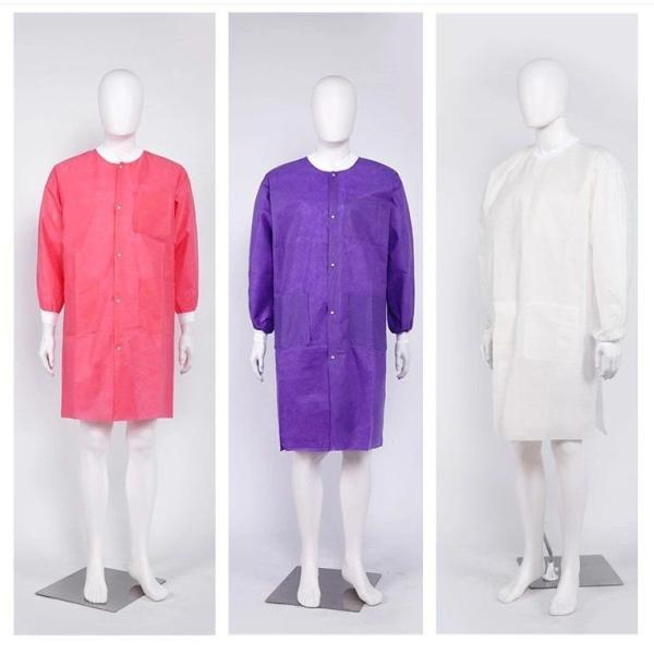 Spring / Autumn Labratory Jacket Disposable Non-Woven PP Lab Coat from OEM PPE