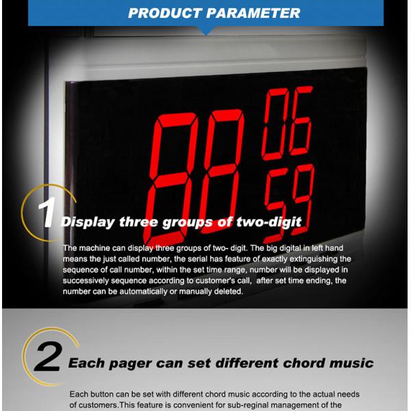 wall mounted 3 groups call numbers display panel of wireless waitress calling system