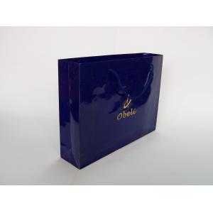 China Customised Laminated Hot Stamping Blue Paper Carrier Bags For Shopping on sale