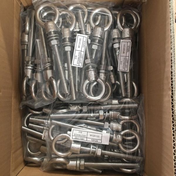 Plain Finish Lifting Eye Bolts Designed With Stainless Steel Hardware JIS1168