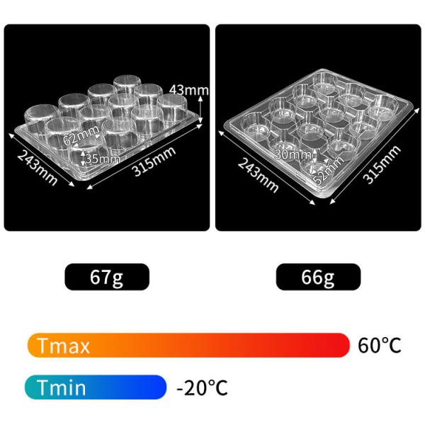 Disposable 12 Hole Clear Mini Cupcake Containers PET Plastic With Snap On Lid