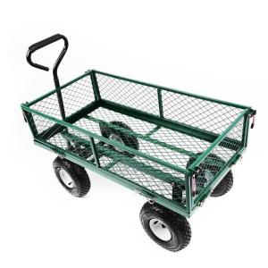 Convenient Pneumatic Wheel Steel Garden Mesh Cart For Garden Maintenance