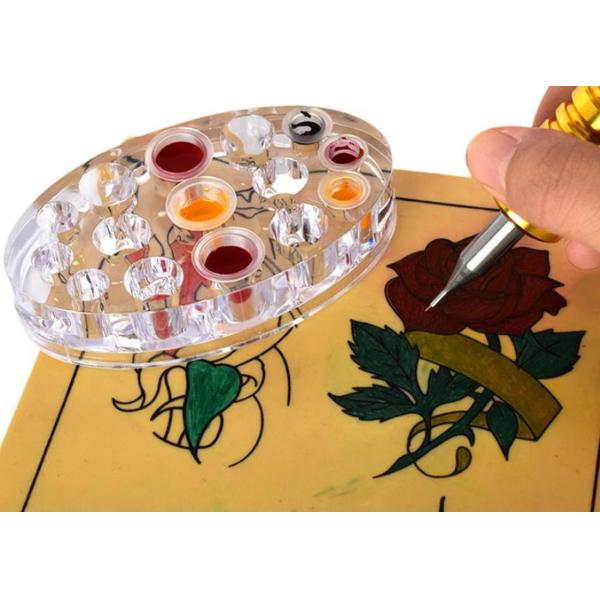 Wholesale Transparent Oval Pigment Ink Cup Holder Stand Professional Makeup Accessories Acrylic Tattoo Machine Cap
