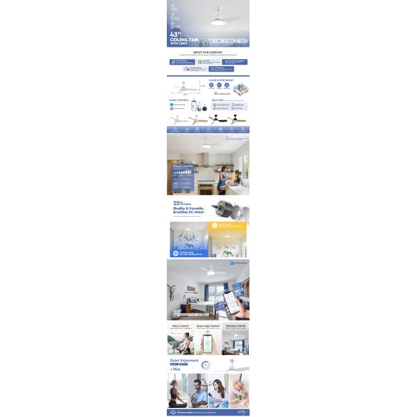 Modern Design 3 Blades LED Ceiling Fan with Remote Control and 110-240V Input Voltage