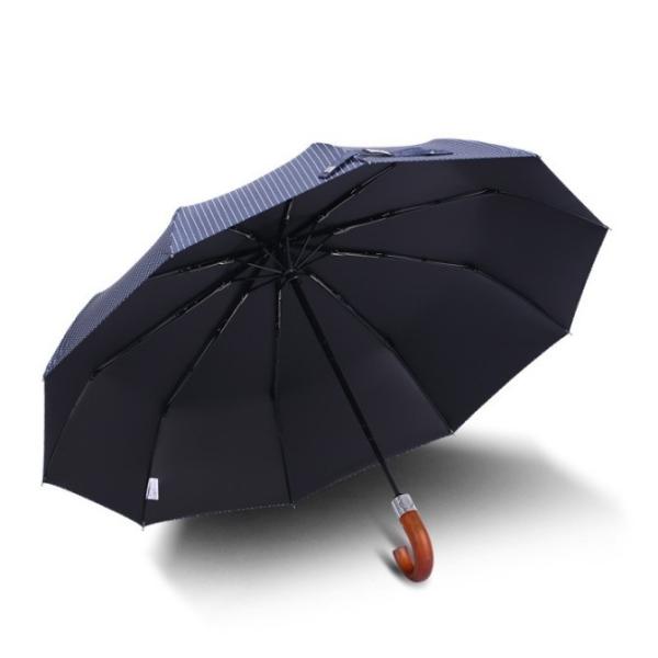 Buy 22" 3 Folding Pongee Fabric Wooden Handle Umbrella at wholesale prices