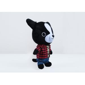 30 cm soft short pile plaid shirt with jeans huggable dog kids plush toy