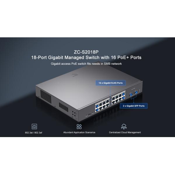 Gigabit PoE Ethernet Switch 18 Port Smart Cloud Managed ZIKUN ZC-2018P