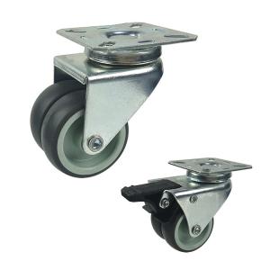 Lockable 3" Bolt Hole Swivel Soft TPR twin wheel swivel casters for furniture