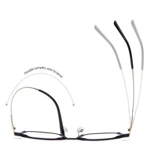 Non Prescription Titanium Cable Temple Eyeglasses Clear Lenses CE