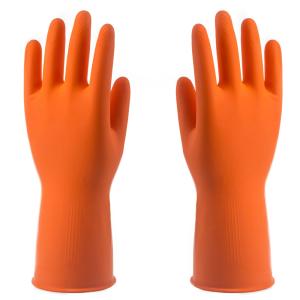 Anti Tearance Unlined Rubber Gloves , Rubber Safety Gloves Chemicals Resistance