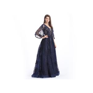 Fishtail Long Prom Party Dress Mermaid Half Sleeves Embroidered Dress