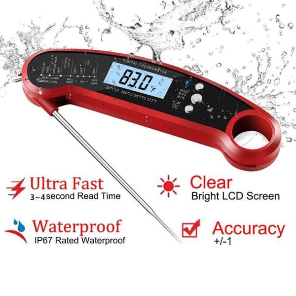 Fast Read BBQ Meat Thermometer Waterproof With Large Backlight Display