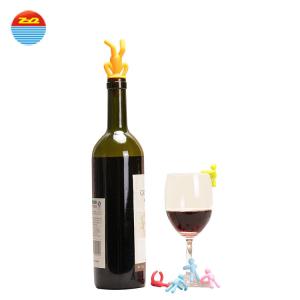 China Non Spill Silicone Bar Accessories Decorative Wine Bottle Corks With Holder on sale