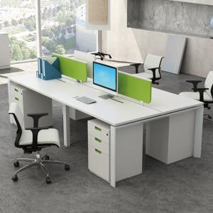 White Modular Cubicle Office Table Desk Workstation For 4 People