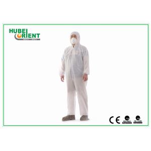 Type 5 / 6 Hooded MP / SMS Disposable Coverall For Laboratory / Workshop