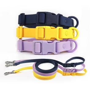 Quality Custom Logo Color PVC Pet Collar Waterproof Silicone Dog Collar And Leash Set for sale