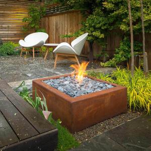 Simple Corten Steel Outdoor Fire Pit Rusty Round Design Garden Decoration Fire