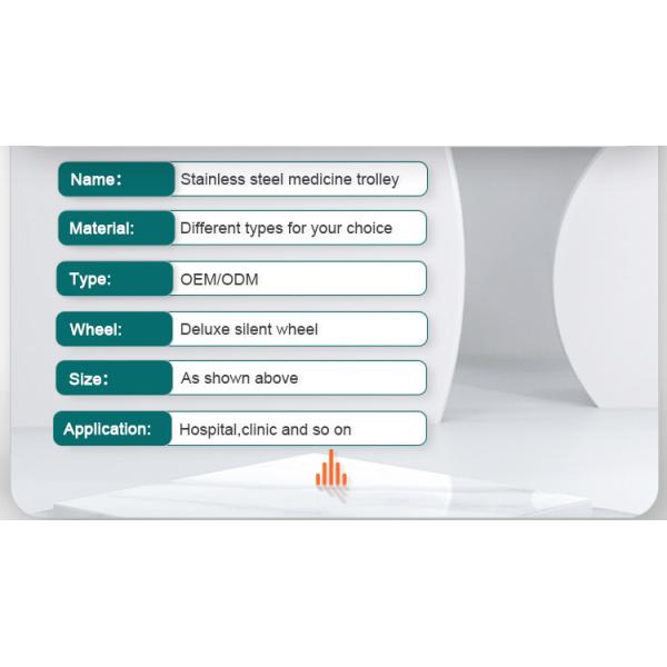 Hospital 2 Drawers And 1 Cabinet Stainless Steel Medical Medicine Trolley