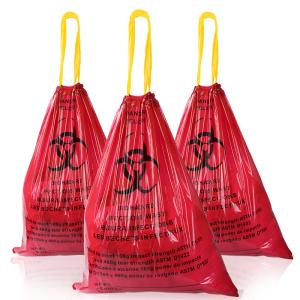 Medical Infectious Biohazard Waste Bag Red Drawstring Disposable