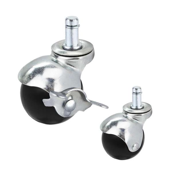 Buy 11x22mm Plug - In Stem Side Locking Black Plastic Swivel Ball Casters For Carpet at wholesale prices