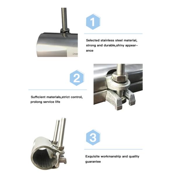 SS304/316 Stainless Steel Emergency Pipe Repair Clamp Quick Straight Tubing Leak Joint Repair Clip