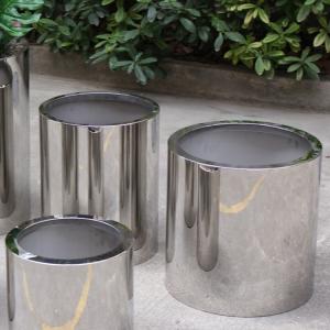 Stainless steel round planter flower pot with mirror finishing