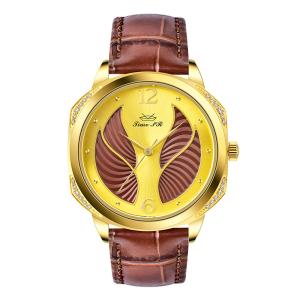 Fashionable Stainless Steel Genuine Leather Quartz Watch Elegant Luxury For