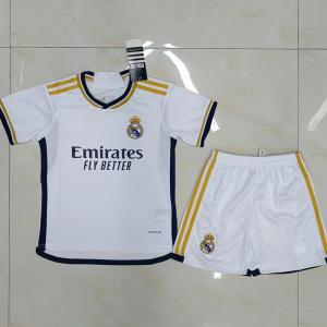 China White Children Soccer Jerseys Polyester Kids Football Jerseys on sale