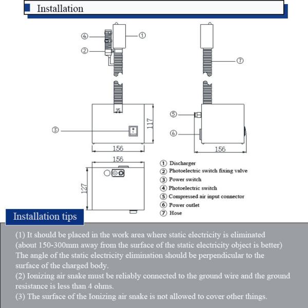 AP-AZ3201 Static Electricity Eliminator Antistatic Ionizing Air Snake