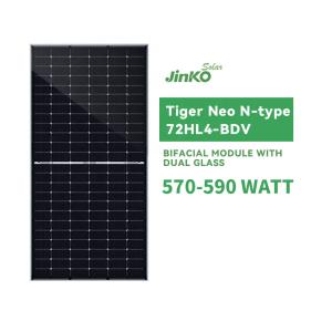 Jinko Solar Panel 570-590 Watt Bifacial Jinko Tiger Neo N-type 72HL4-BDV for