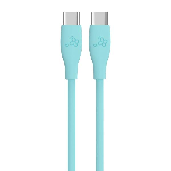 Stylish Design Turquoise USB-C to USB-C Cable with Delicate Flower Patterns OEM