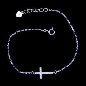 Real Silver Cross Bracelet Jewellery / Adjustable Bracelet Extension Chain