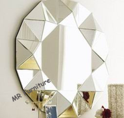 Quality Ornate Design Mirror Furniture Set Round 3D Angled Wall Lamp Mirror for sale
